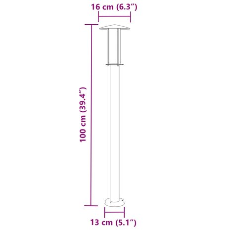 Vloerlamp voor buiten 3 st 100 cm roestvrij staal zwart 7