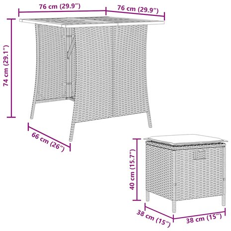 5-delige Tuinset met kussens poly rattan beige 7