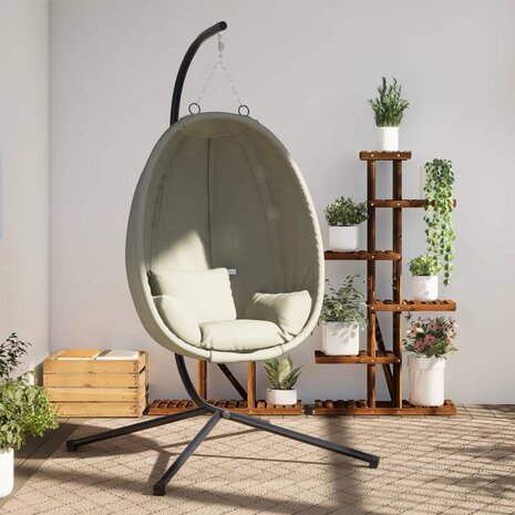 Hangstoel met standaard stof en staal beige 1