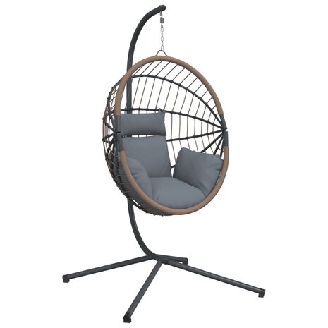 Hangstoel met standaard rattan en staal lichtgrijs 2
