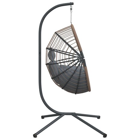 Hangstoel met standaard rattan en staal lichtgrijs 5