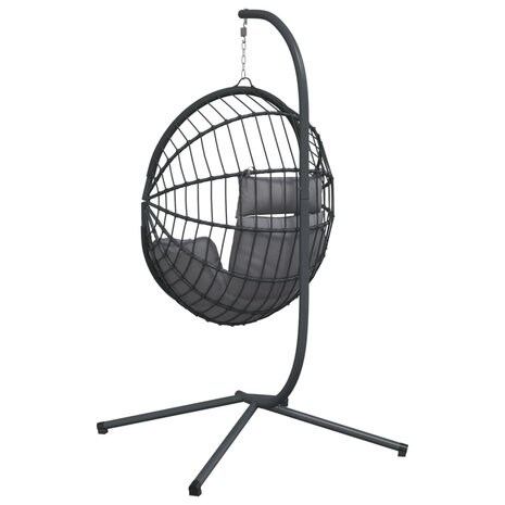 Hangstoel met standaard rattan en staal grijs 6