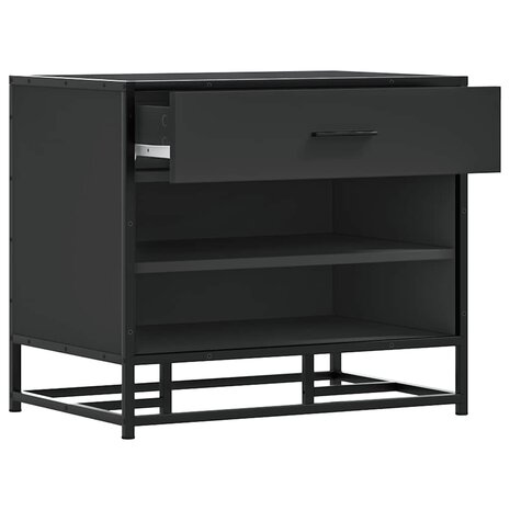 Schoenenbank 60x40x53,5 cm bewerkt hout en metaal zwart 7