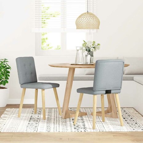 Eetkamerstoelen 2 st stof lichtgrijs 2