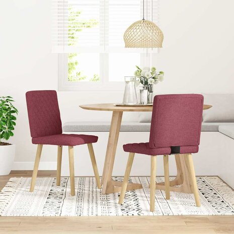 Eetkamerstoelen 2 st stof wijnrood 1