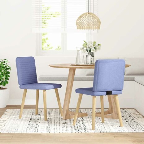 Eetkamerstoelen 2 st stof jeansblauw 2