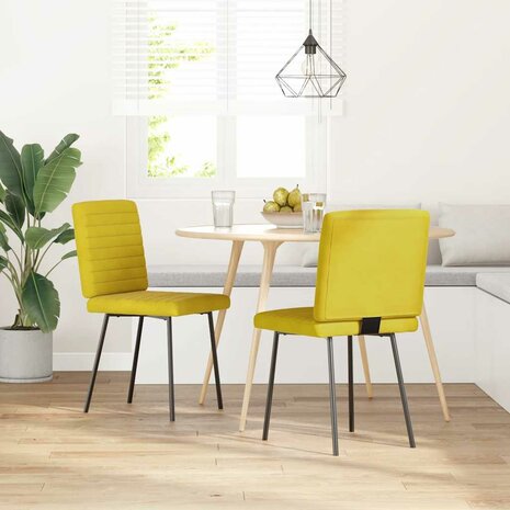 Eetkamerstoelen 2 st fluweel geel 1