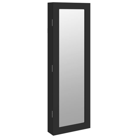 Sieradenkast met spiegel wandgemonteerd 30x8,5x90 cm zwart 2