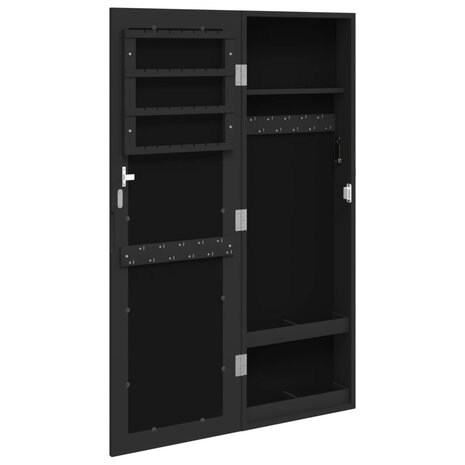 Sieradenkast met spiegel wandgemonteerd 30x8,5x90 cm zwart 5
