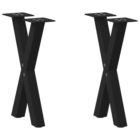 Salontafelpoten 2 st X-vormig 38x(42-43) cm staal zwart 1