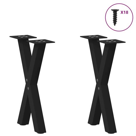 Salontafelpoten 2 st X-vormig 38x(42-43) cm staal zwart 3