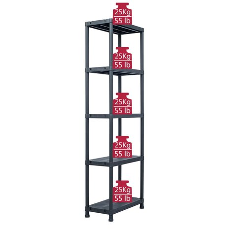 Opbergrek 125 kg 60x30x180 cm kunststof zwart 7