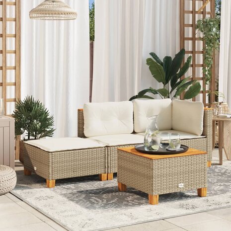 Tuinkruk met kussen 63,5x56x32 cm poly rattan beige 1