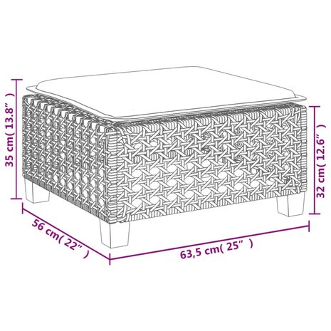 Tuinkruk met kussen 63,5x56x32 cm poly rattan zwart 9