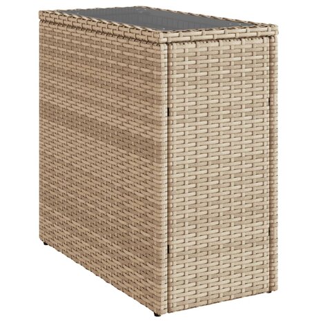 Tuinbijzettafel met glazen blad 58x27,5x55 cm poly rattan beige 7