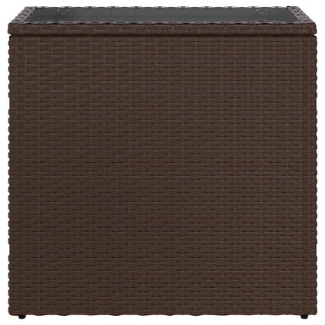 Tuinbijzettafel met glazen blad 58x27,5x55 cm poly rattan bruin 5