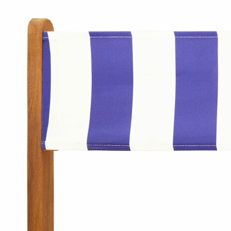 Bistrostoelen 2 st massief acaciahout en stof blauw en wit 9