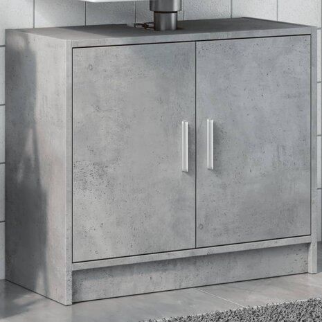Wastafelkast 63x29x55 cm bewerkt hout betongrijs 1