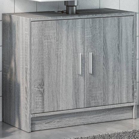 Wastafelkast 63x29x55 cm bewerkt hout grijs sonoma eikenkleurig 1