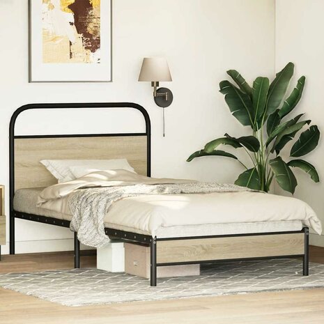 Bedframe zonder matras bewerkt hout sonoma eikenkleur 90x190 cm 4