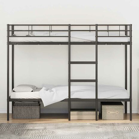 Stapelbed zonder matras 90x190 cm staal zwart 3