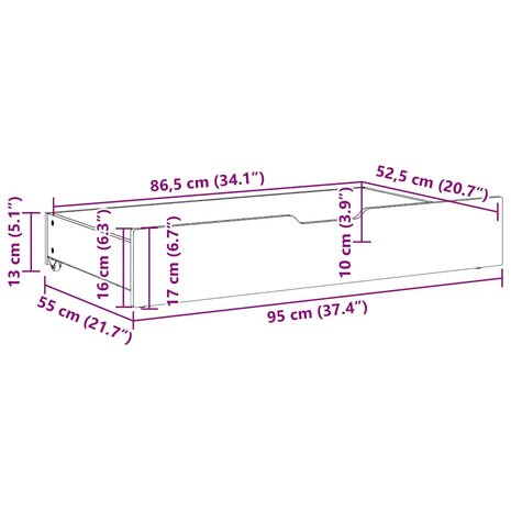 Bedlades 2 st 95x55x17 cm massief grenenhout 8