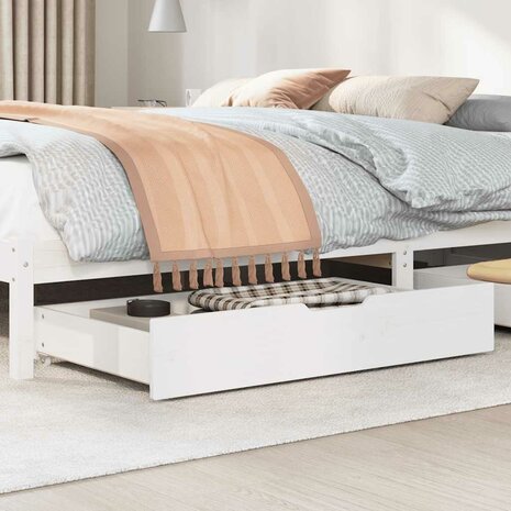 Bedlades 2 st 90x55x17 cm massief grenenhout wit 2