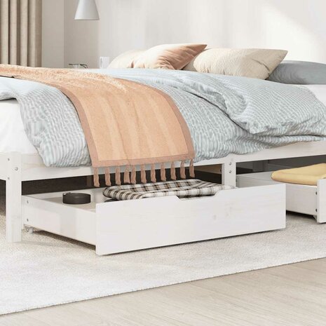 Bedlades 2 st 80x55x17 cm massief grenenhout wit 2