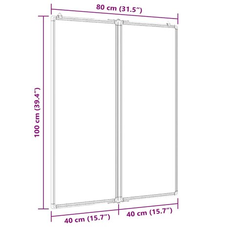 Whiteboard magnetisch inklapbaar 80x100x1,7 cm aluminium 7