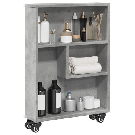 Opbergtrolley smal 48x13x68 cm bewerkt hout betongrijs 1