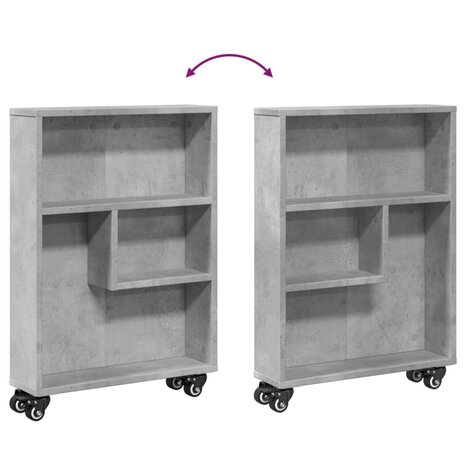 Opbergtrolley smal 48x13x68 cm bewerkt hout betongrijs 7