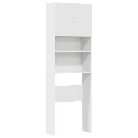 Wasmachinekast 64x24x190 cm bewerkt hout wit 2