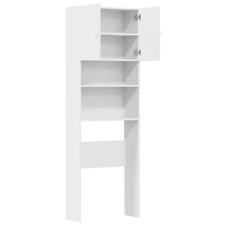 Wasmachinekast 64x24x190 cm bewerkt hout wit 6