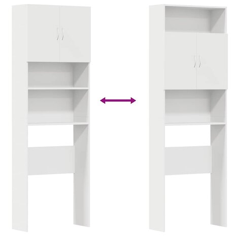 Wasmachinekast 64x24x190 cm bewerkt hout wit 9