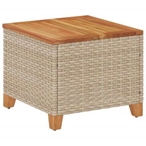 Tuintafel 45x45x37 cm poly rattan en acaciahout beige 2