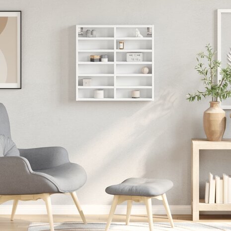 Vitrinekast 60x8,5x58 cm bewerkt hout wit 3