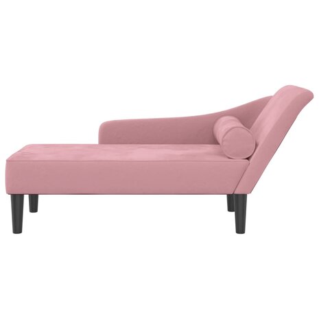 Chaise longue met kussens fluweel roze 3