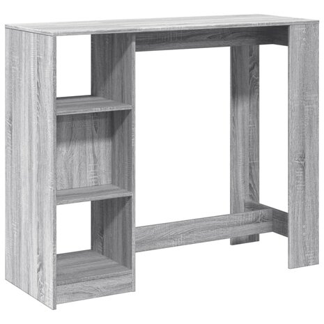 Bartafel met schap 124x46x103,5 cm bewerkt hout grijs sonoma 2
