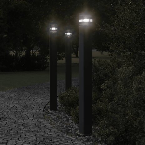 Buitenvloerlamp 110 cm aluminium zwart 1