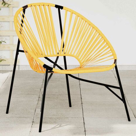 Tuinstoel Egg poly rattan zwart en geel 1