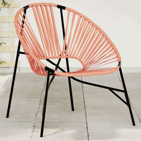 Tuinstoel Egg poly rattan zwart en oranje 1
