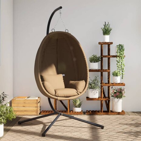 Hangstoel met standaard stof en staal taupe 1