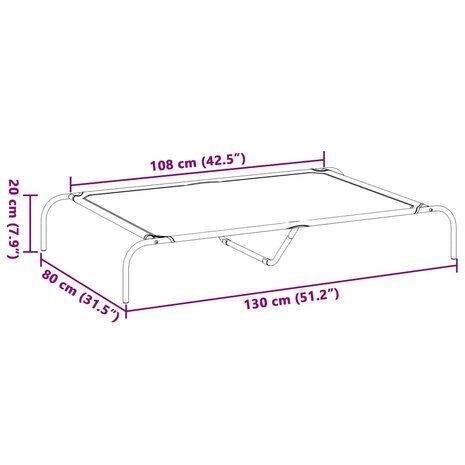 Hondenmand verhoogd 130x80x20 cm textiel en staal zwart 8