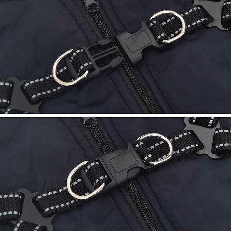 Hondenjas met harnas waterdicht reflecterend marineblauw L32 8