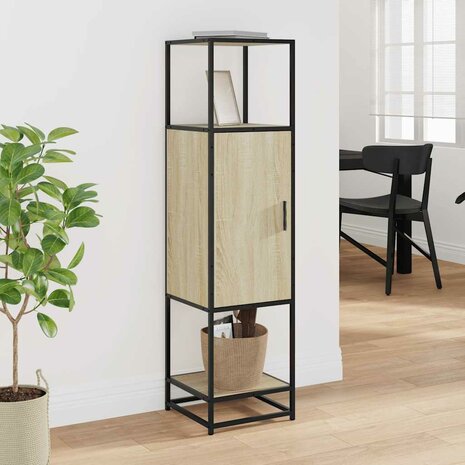 Hoge kast 35,5x35x139 cm bewerkt hout en metaal sonoma eiken 3
