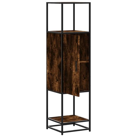 Hoge kast 35,5x35x139 cm bewerkt hout en metaal gerookt eiken 5