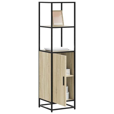 Hoge kast 35,5x35x139 cm bewerkt hout en metaal sonoma eiken 1