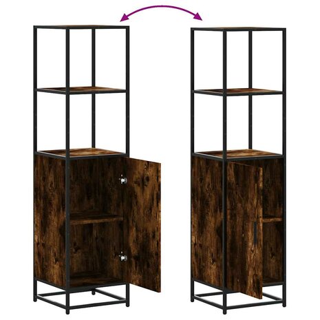 Hoge kast 35,5x35x139 cm bewerkt hout en metaal gerookt eiken 8