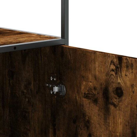 Hoge kast 35,5x35x139 cm bewerkt hout en metaal gerookt eiken 9