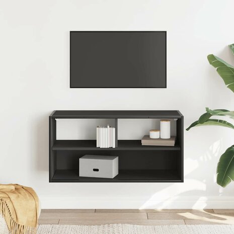 Tv-meubel 80x31x39,5 cm bewerkt hout en metaal zwart 3